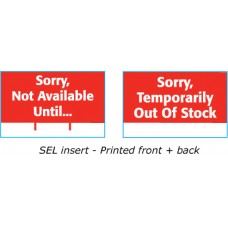 'Out Of Stock' - Double Sided Shelf Edge Card Insert, Qty: 2,000 